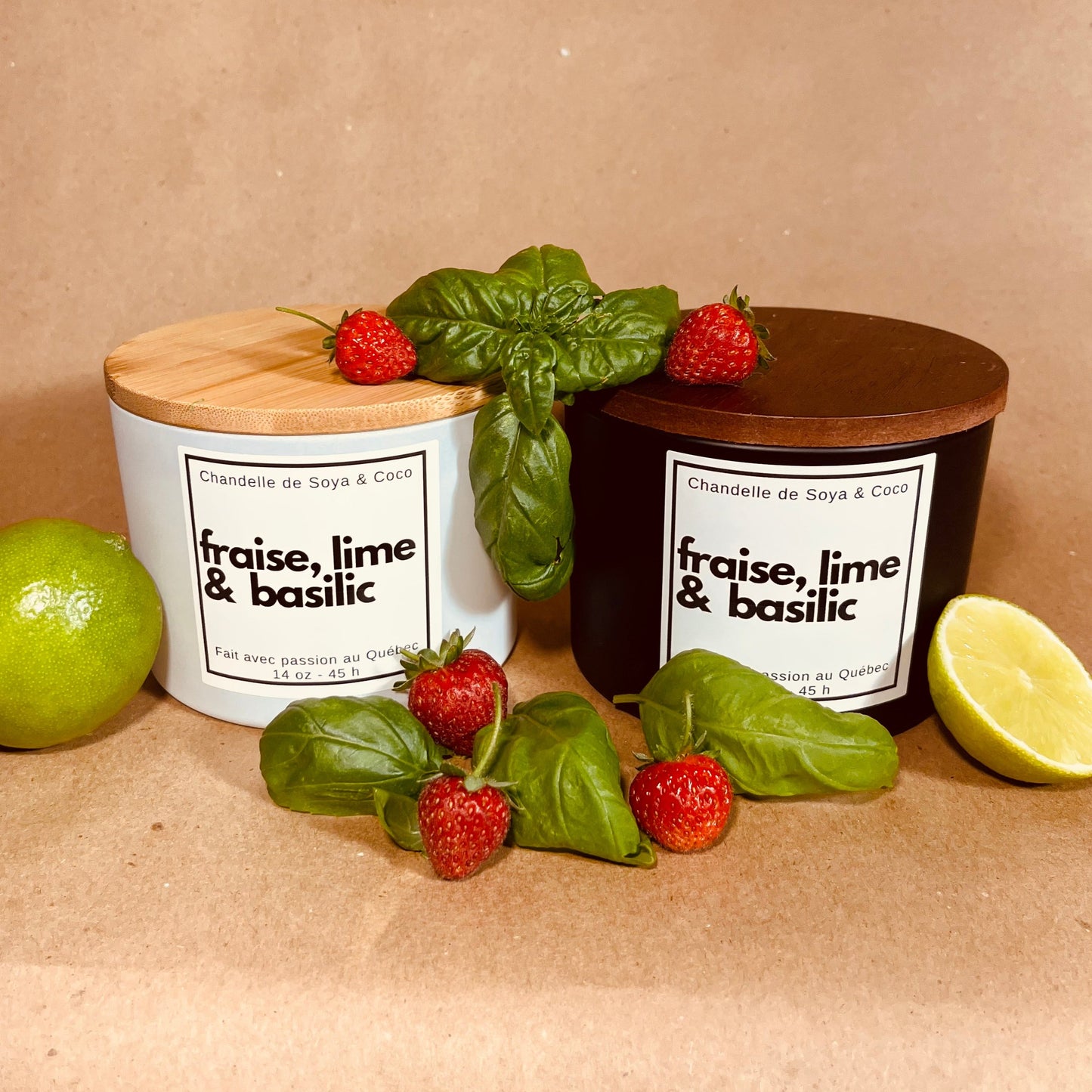 FRAISE, LIME & BASILIC - Bougie 3 mèches 14 oz