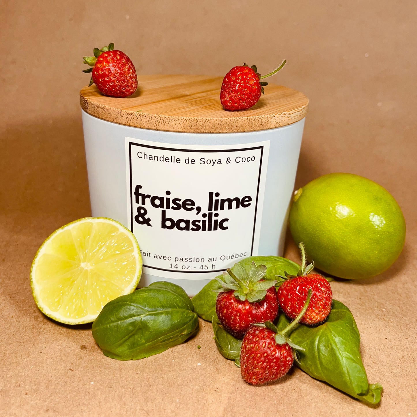 FRAISE, LIME & BASILIC - Bougie 3 mèches 14 oz