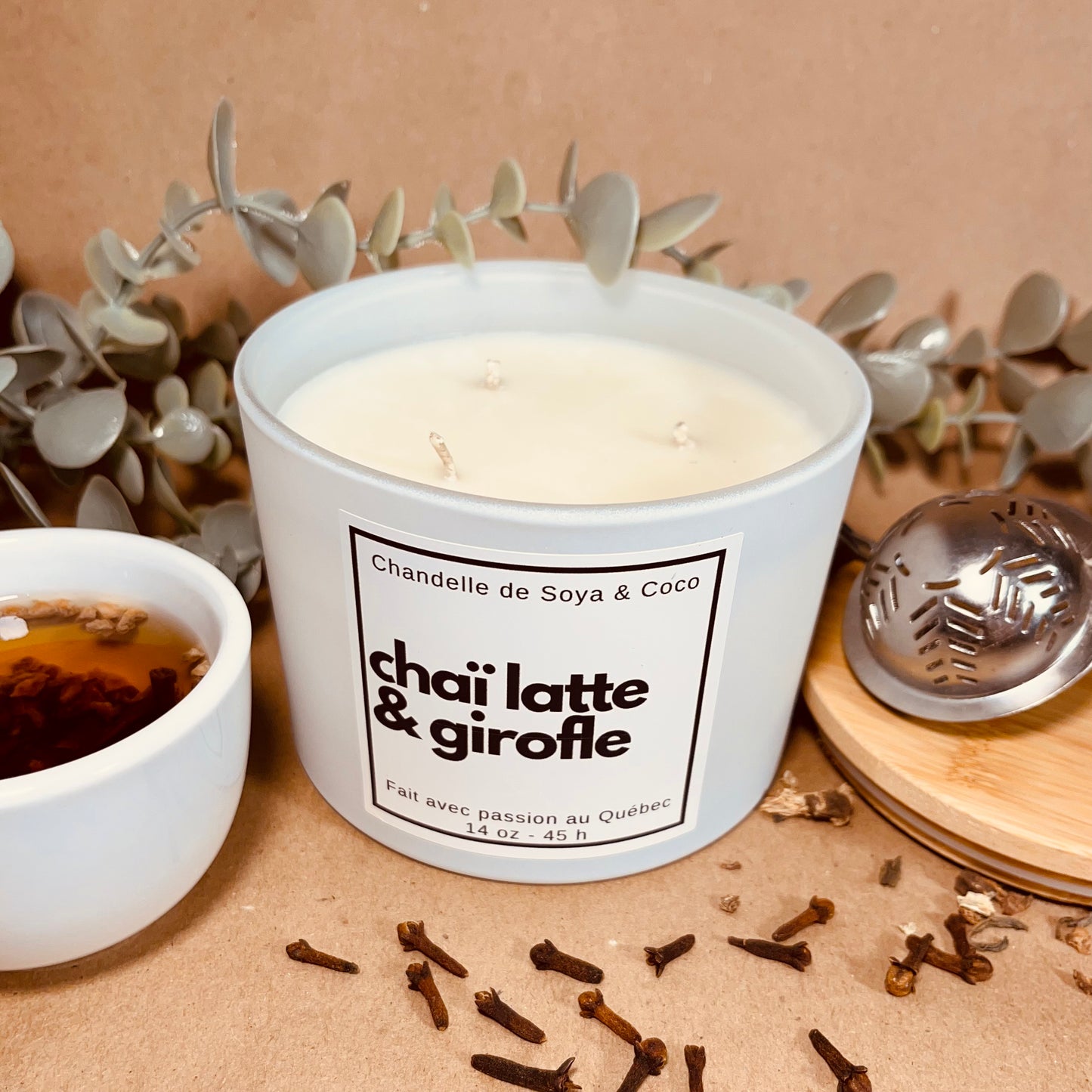 CHAI LATTE & GIROFLE - Bougies 3 mèches 14 oz